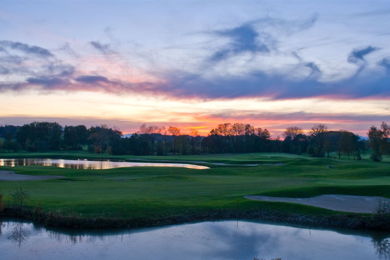 Golfplatz Altentann Sonnenuntergang